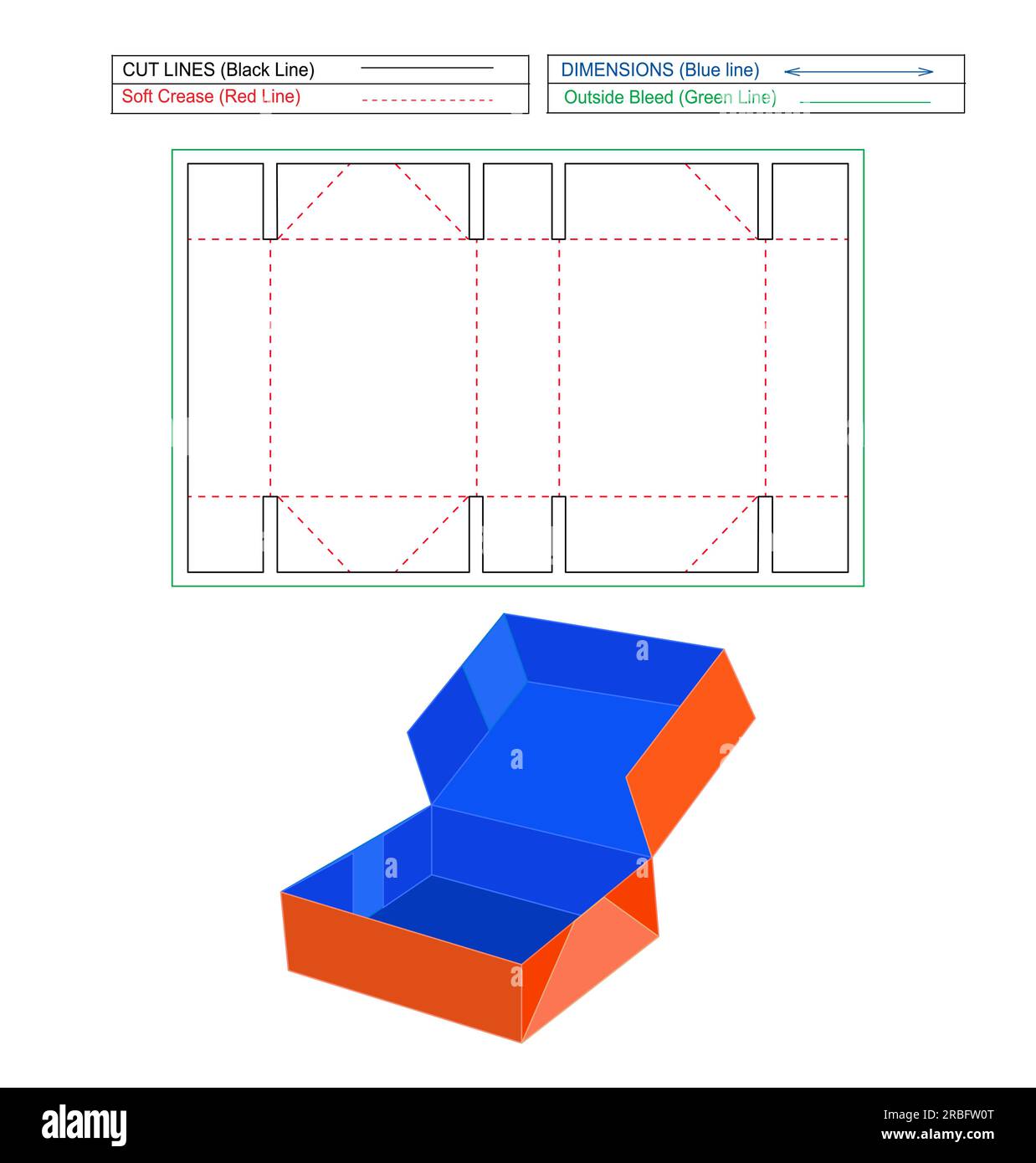 Scatola auto-erettante, scatola di cartone ondulato pieghevole e scatola di spedizione ondulata, modello di linea di stampo e scatola 3d con scatola modificabile e colorata Illustrazione Vettoriale Scatola auto-erettante, scatola di cartone ondulato pieghevole e scatola di spedizione ondulata, modello di linea di stampo e scatola 3d con scatola modificabile e colorata Illustrazione Vettoriale
