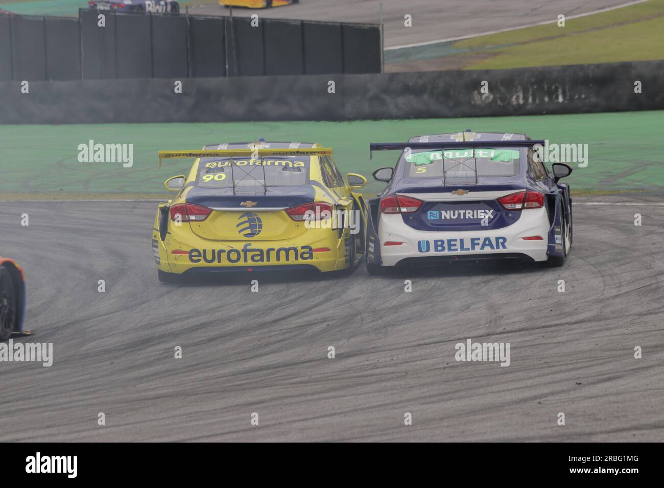 San Paolo, San Paolo, Brasile. 9 luglio 2023. Sao Paulo (SP), 07/09/2023 - STOCK CAR/AUTOMOBILISM/INTERLAGOS/SP - Vista della Stock Car a Interlagos questa domenica (09), sul circuito Interlagos, a sud di San Paolo. Matias Rossi ha vinto la prima gara e Ricardo Zonta ha vinto gara-2, Felipe massa e Batista hanno completato il podio di entrambe le gare. (Immagine di credito: © Fabricio Bomjardim/TheNEWS2 via ZUMA Press Wire) SOLO USO EDITORIALE! Non per USO commerciale! Foto Stock