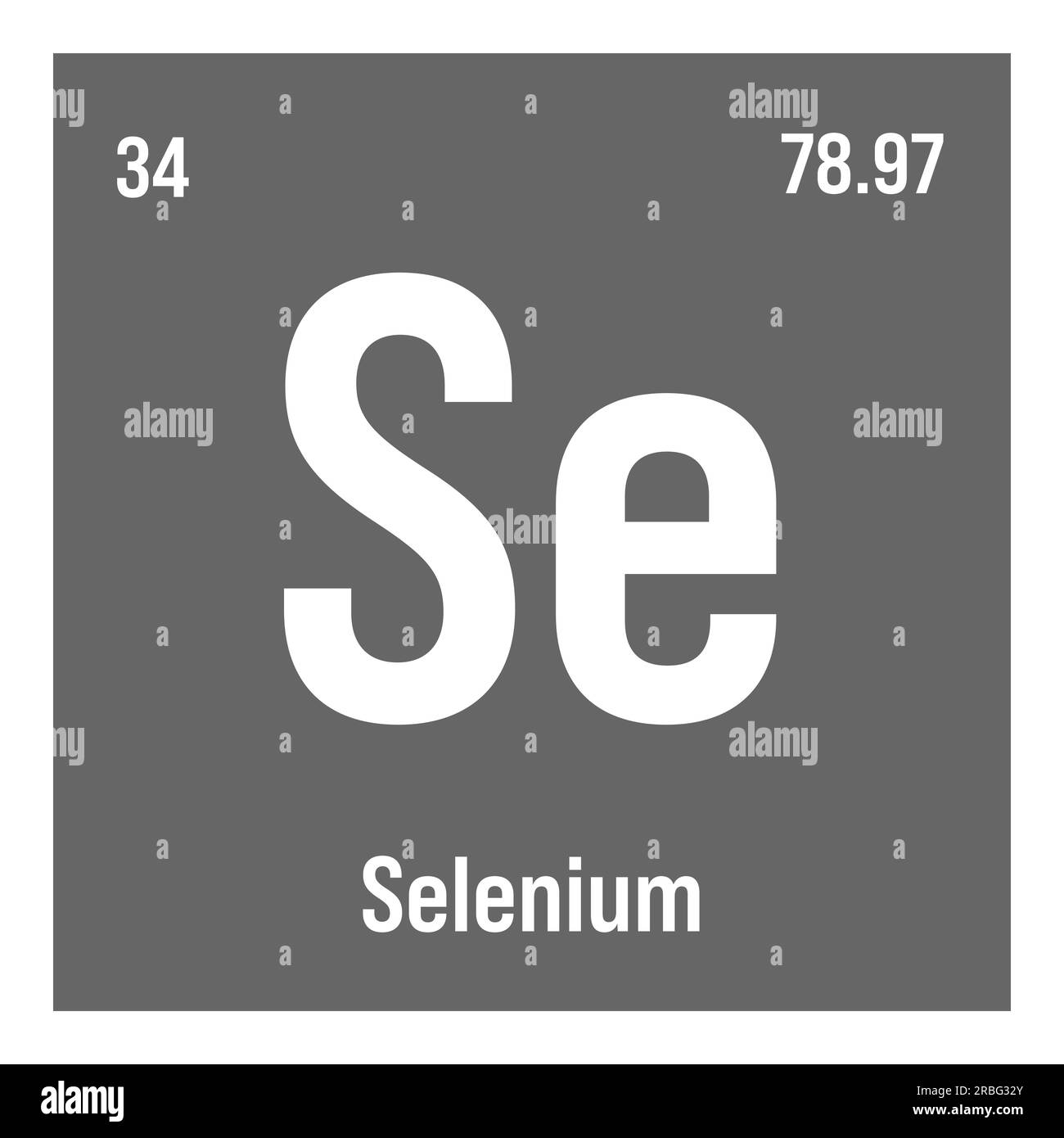 Selenio, se, elemento tavola periodico con nome, simbolo, numero atomico e peso. Non-metallo con vari usi industriali, come in certi tipi di vetro, e come componente in certi tipi di farmaci. Illustrazione Vettoriale