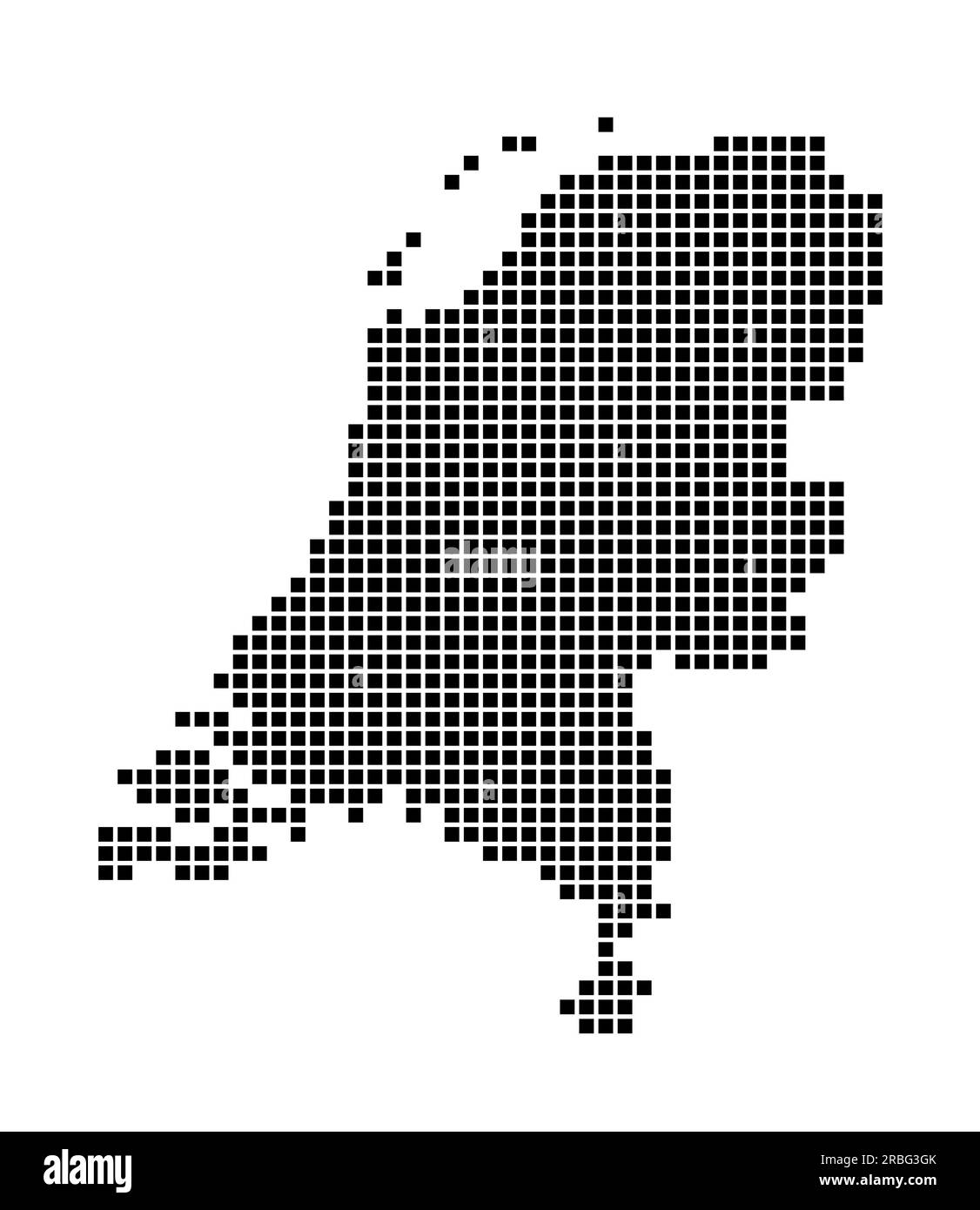 Mappa dei Paesi Bassi. Mappa dei Paesi Bassi in stile punteggiato. I confini del paese sono riempiti di rettangoli per il tuo progetto. Illustrazione vettoriale. Illustrazione Vettoriale