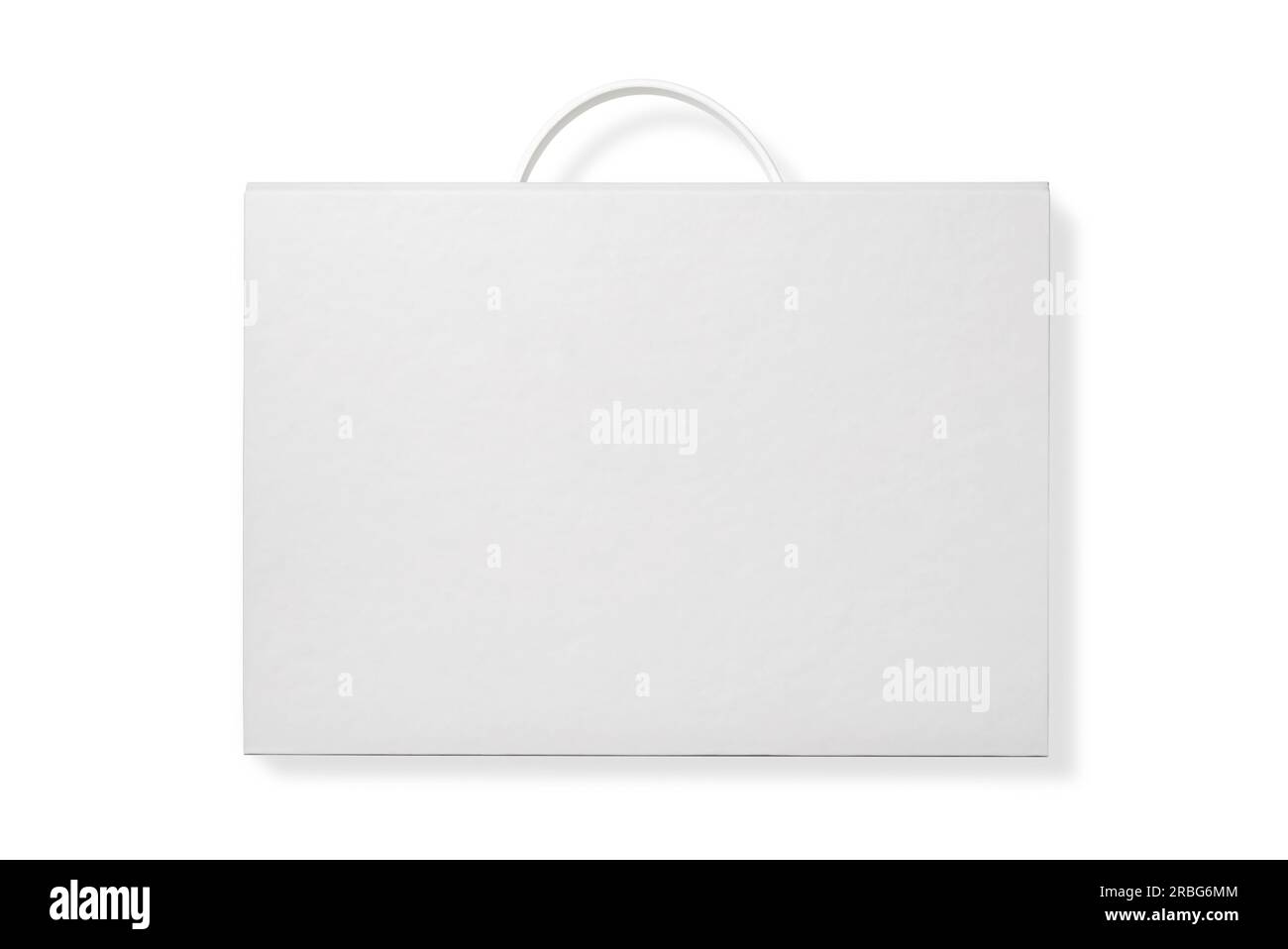 Documento di cartone caso con un manico di plastica, o nella valigetta cartella, isolato su bianco Foto Stock