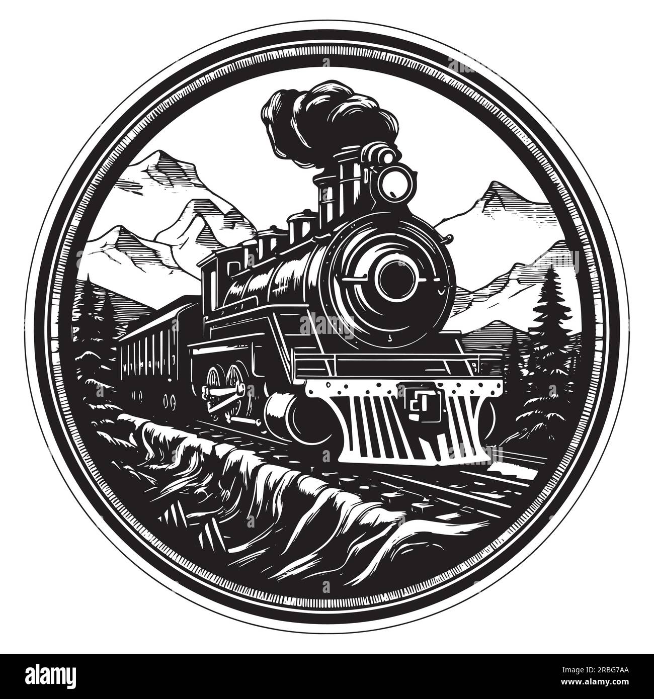 Vecchia locomotiva a vapore. Illustrazione Vettoriale