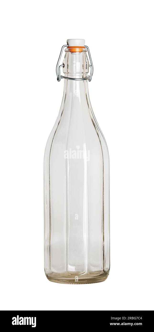 Bottiglia di vetro con un filo di chiusura bail Chiusura tappo in ceramica isolata su sfondo bianco Foto Stock