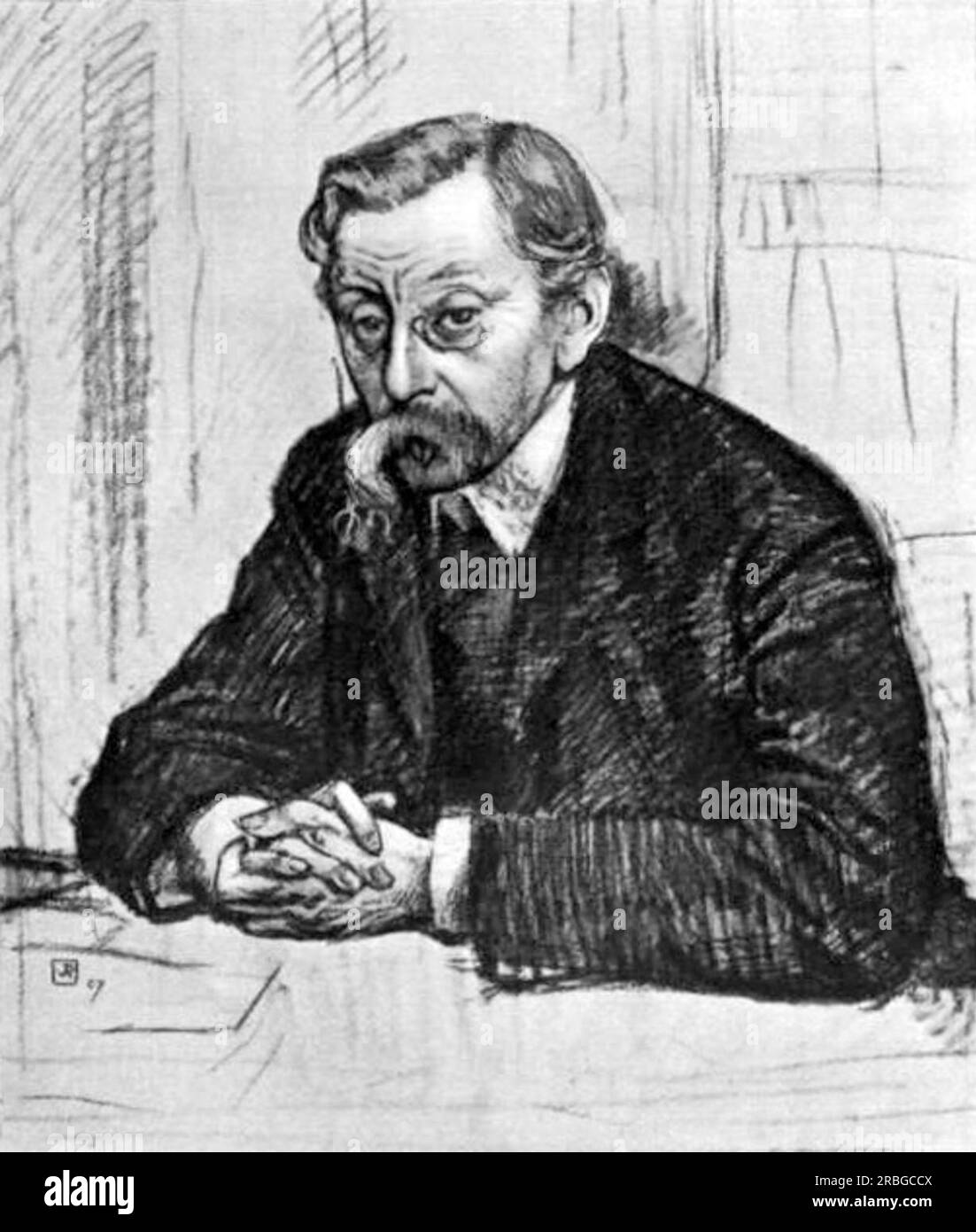 Disegno a matita del poeta belga Émile Verhaeren 1915 di Theo van Rysselberghe Foto Stock
