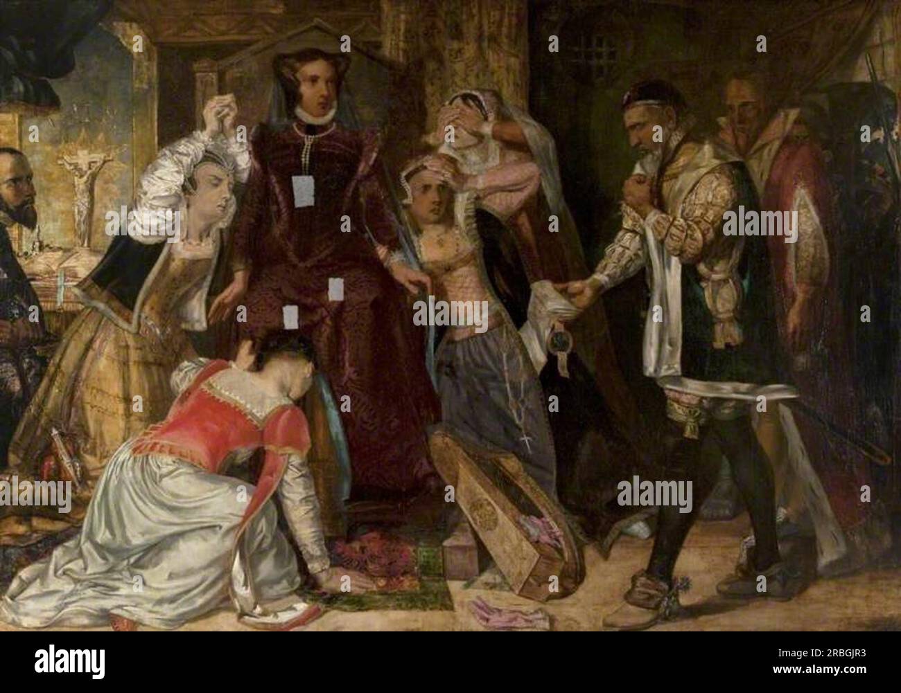 Mary, regina di Scozia, riceve il Warrant for Her Execution 1840 da David Scott Foto Stock