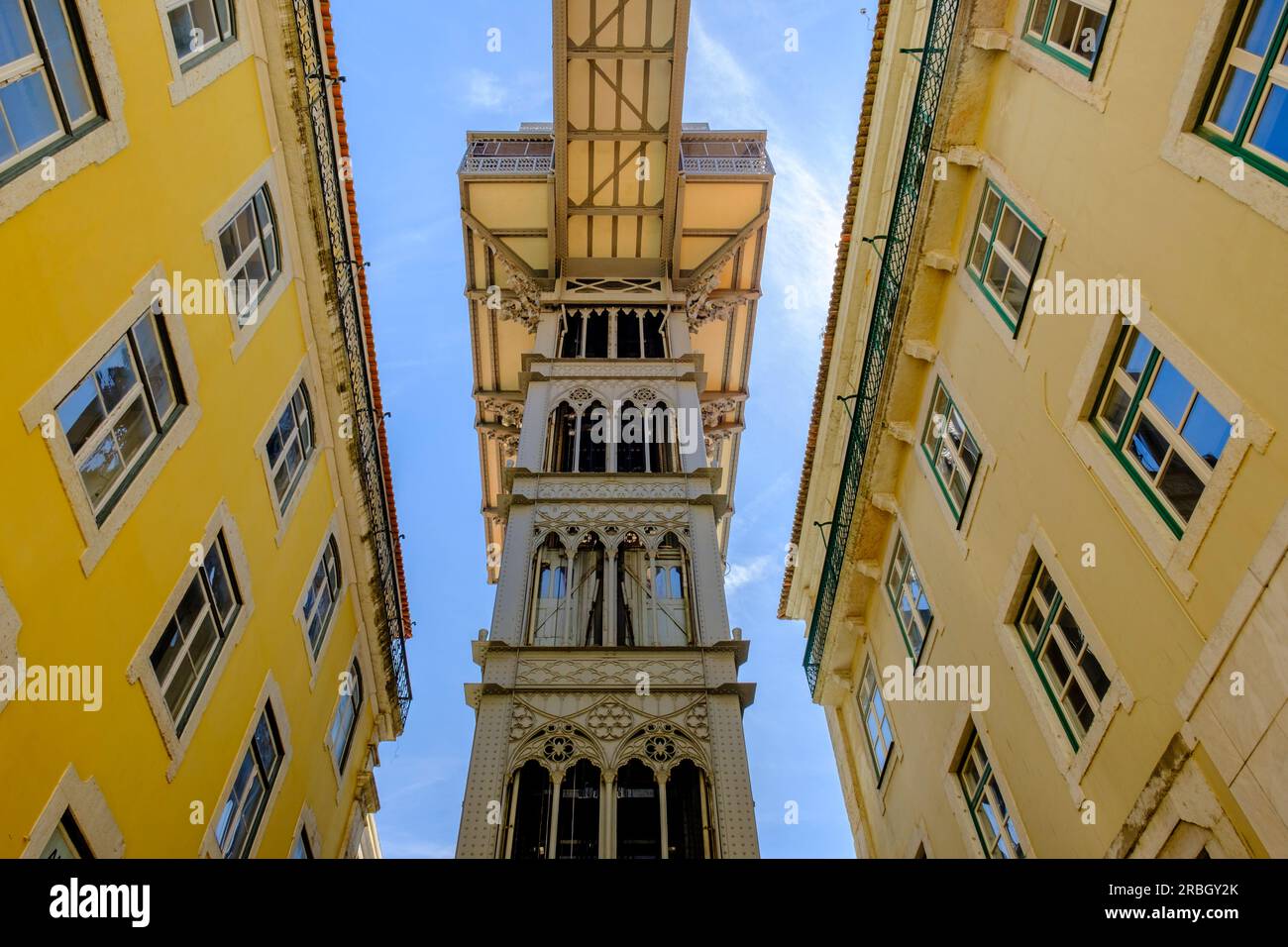 Elevador de Santa Justa Elevator, Santa Justa Lift, Baixa Lisboa, Lisbon Baixa, Monumento Nazionale portoghese, Lisbona, Portogallo Foto Stock