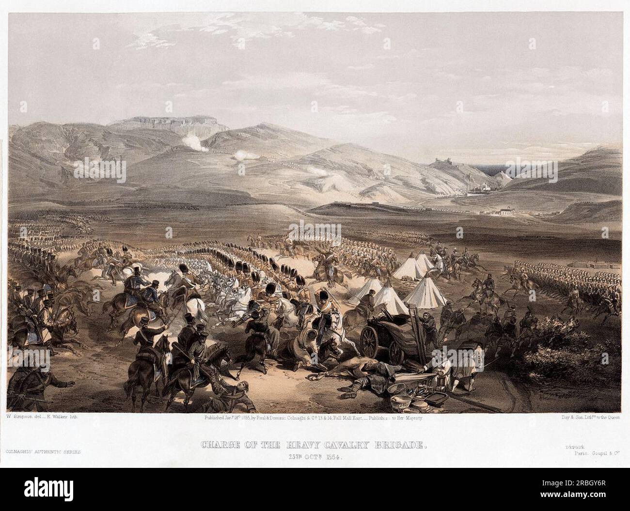 Carica della Brigata di cavalleria pesante, 25th Octomber 1854 1855 di William Simpson Foto Stock