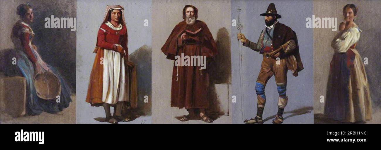Five Studies of Italian Figures 1850 di Thomas Stuart Smith Foto Stock