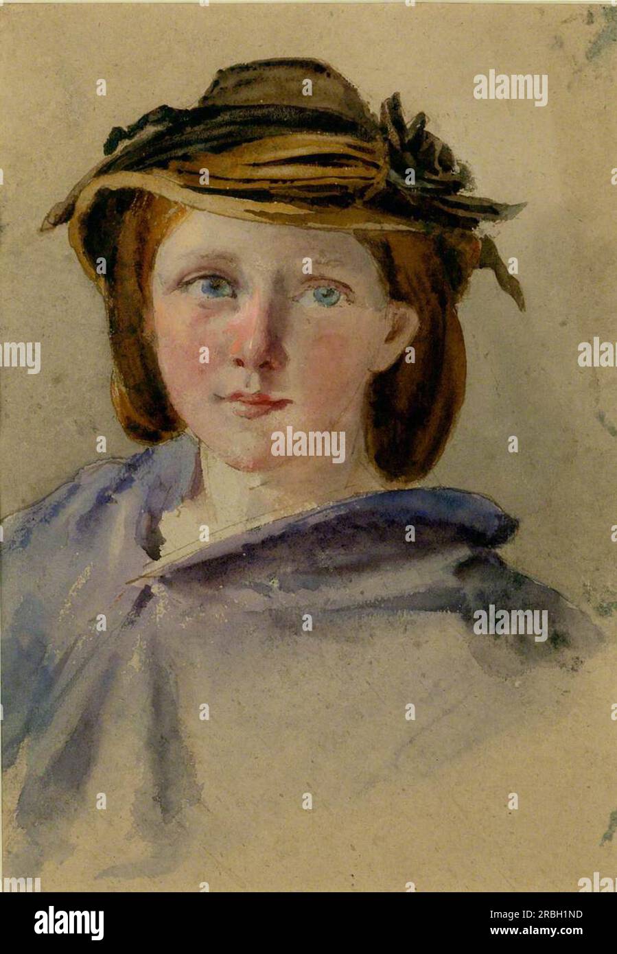 Ritratto di una ragazza con un cappello 1850 di Thomas Stuart Smith Foto Stock