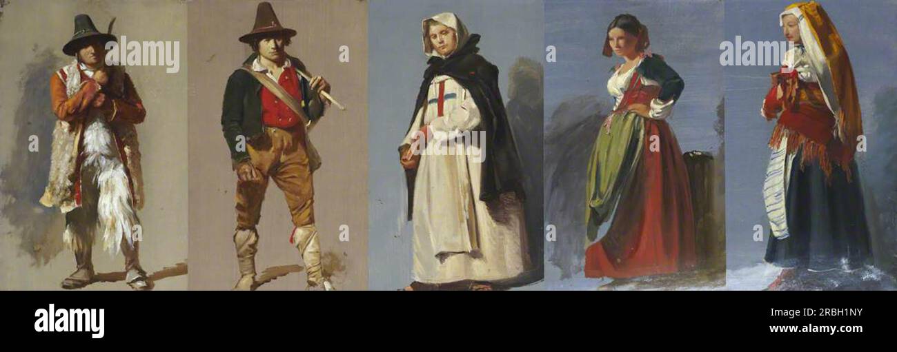 Five Studies of Italian Figures 1844 di Thomas Stuart Smith Foto Stock