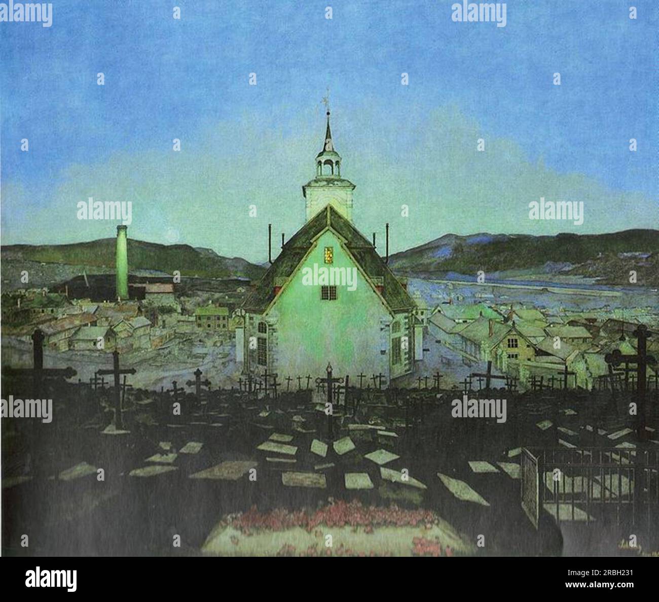 Noite c.1904; Norvegia di Harald Sohlberg Foto Stock