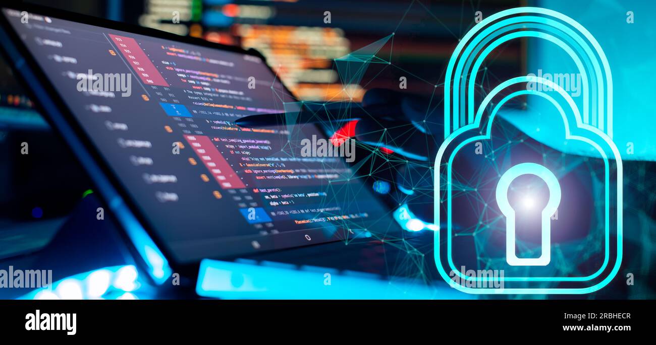 Concetto di sicurezza Internet. Dati e informazioni personali Foto Stock