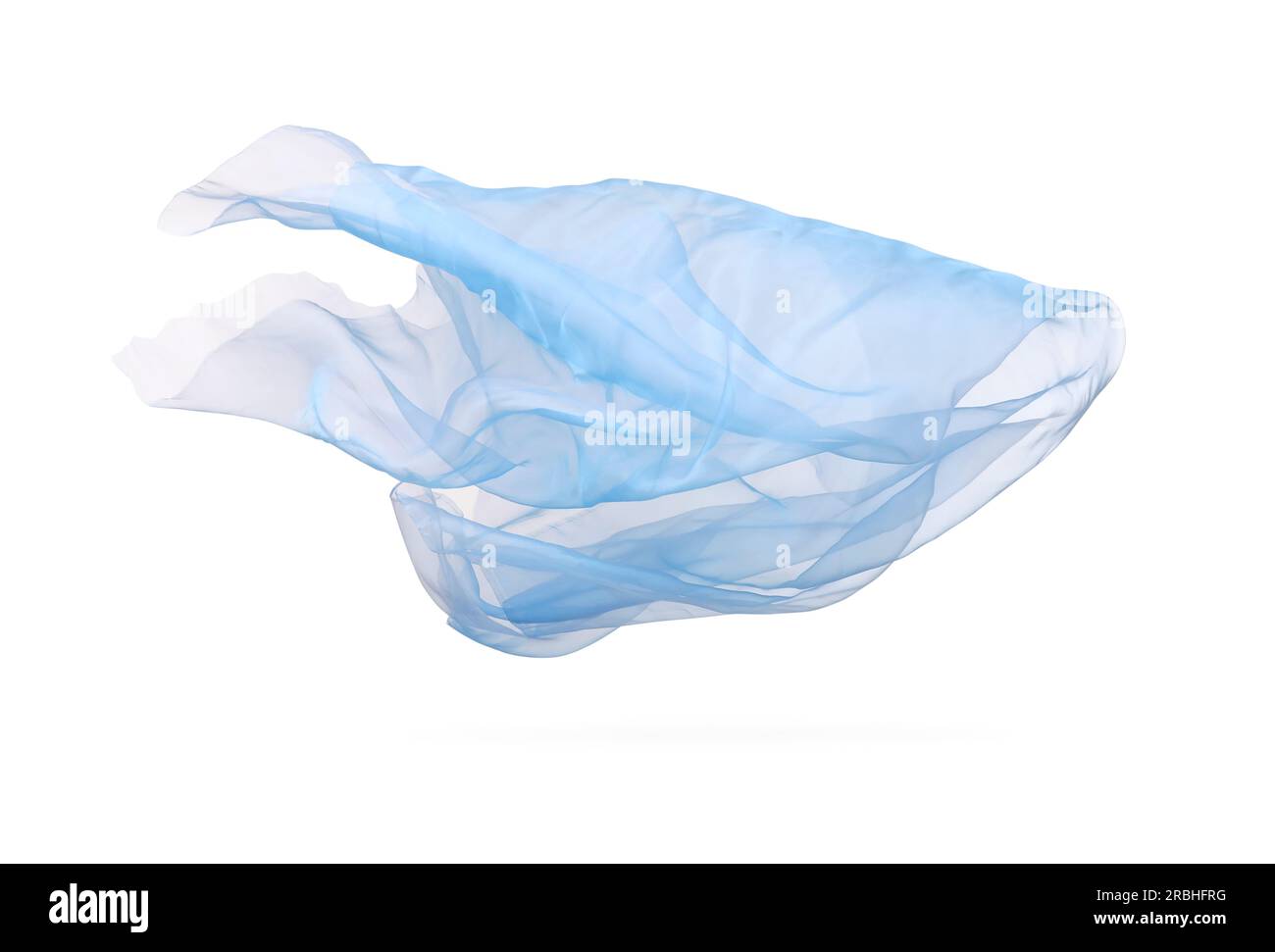 Splendido tessuto di tulle azzurro che vola su sfondo bianco Foto