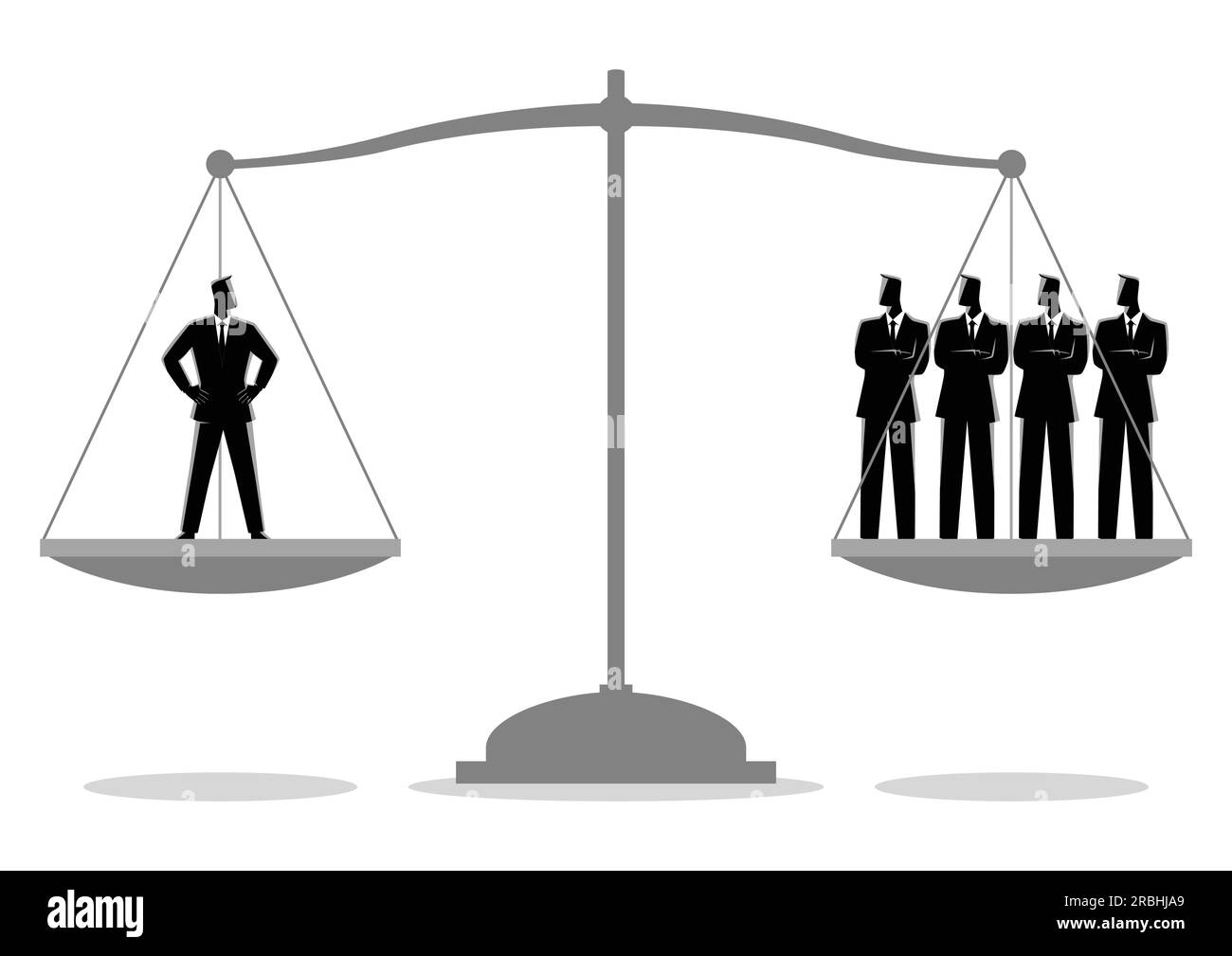 Illustrazione di concetto di business di un uomo d'affari pari a quattro uomini d'affari, concetto di efficienza Illustrazione Vettoriale