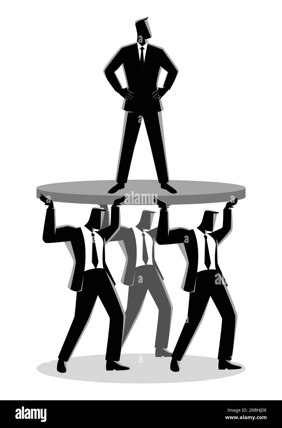 Illustrazione del concetto di business di un uomo d'affari supportato da colleghi di affari Illustrazione Vettoriale