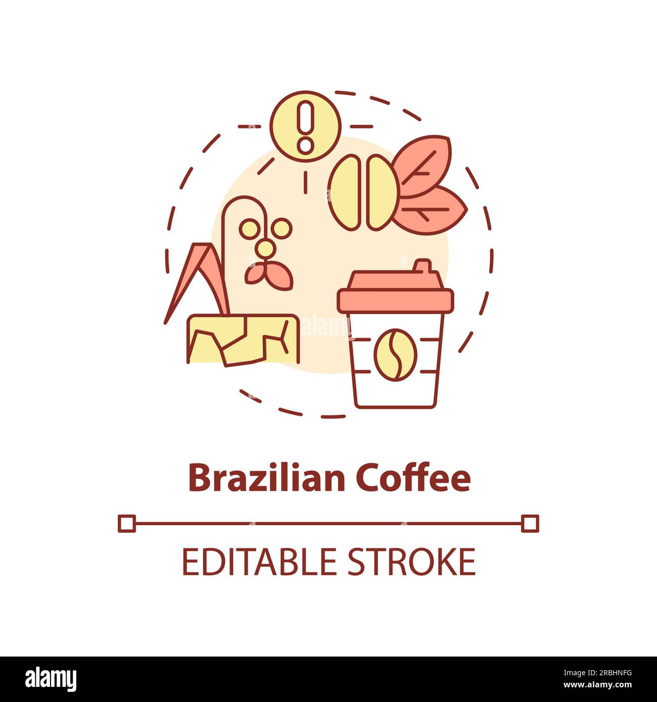 Concetto di riscaldamento icona del caffè brasiliano personalizzabile Illustrazione Vettoriale