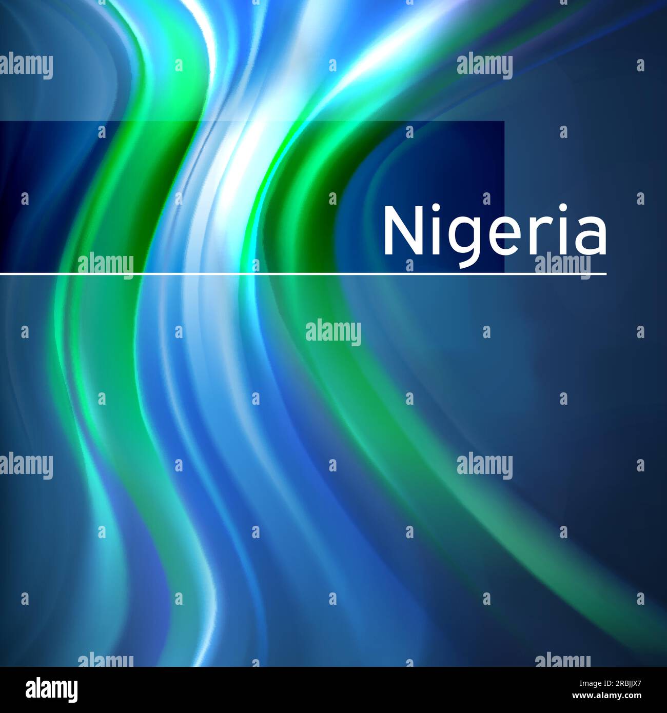 Sfondo bandiera nigeriana. Bandiera nigeriana astratta nel cielo blu. Design della carta natalizia nazionale. Banner di stato, poster della nigeria, copertina patriottica, volantino Illustrazione Vettoriale