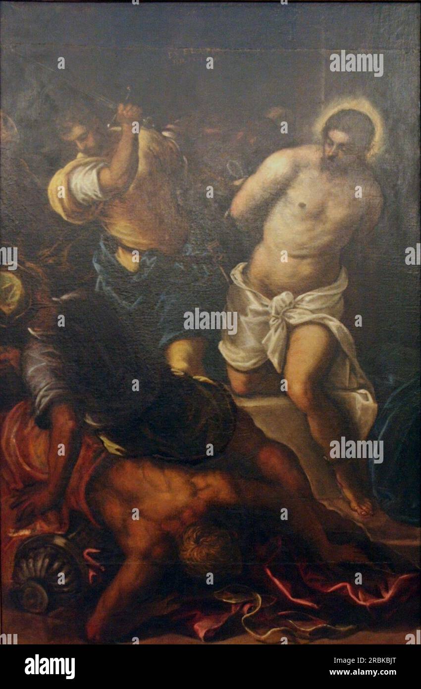 La Flagellazione di Domenico Tintoretto Foto Stock