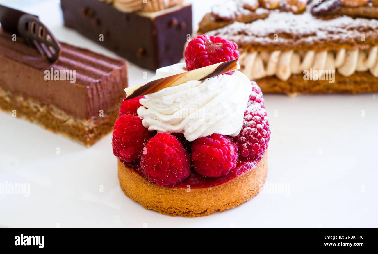 Lampone tartlet Foto Stock