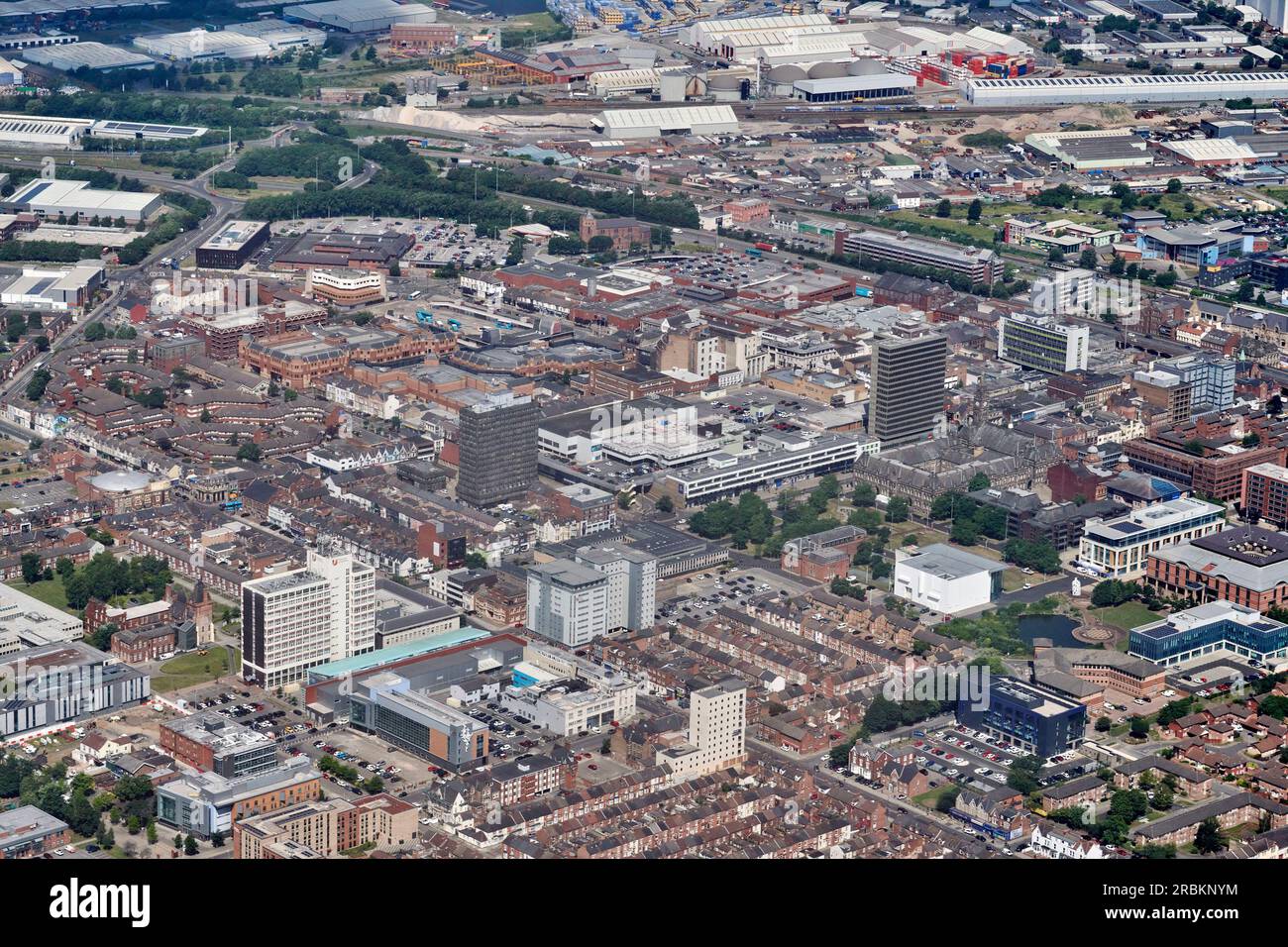 Un'immagine aerea del centro di Middlebrough, Teeside, Inghilterra nord-orientale, regno unito Foto Stock