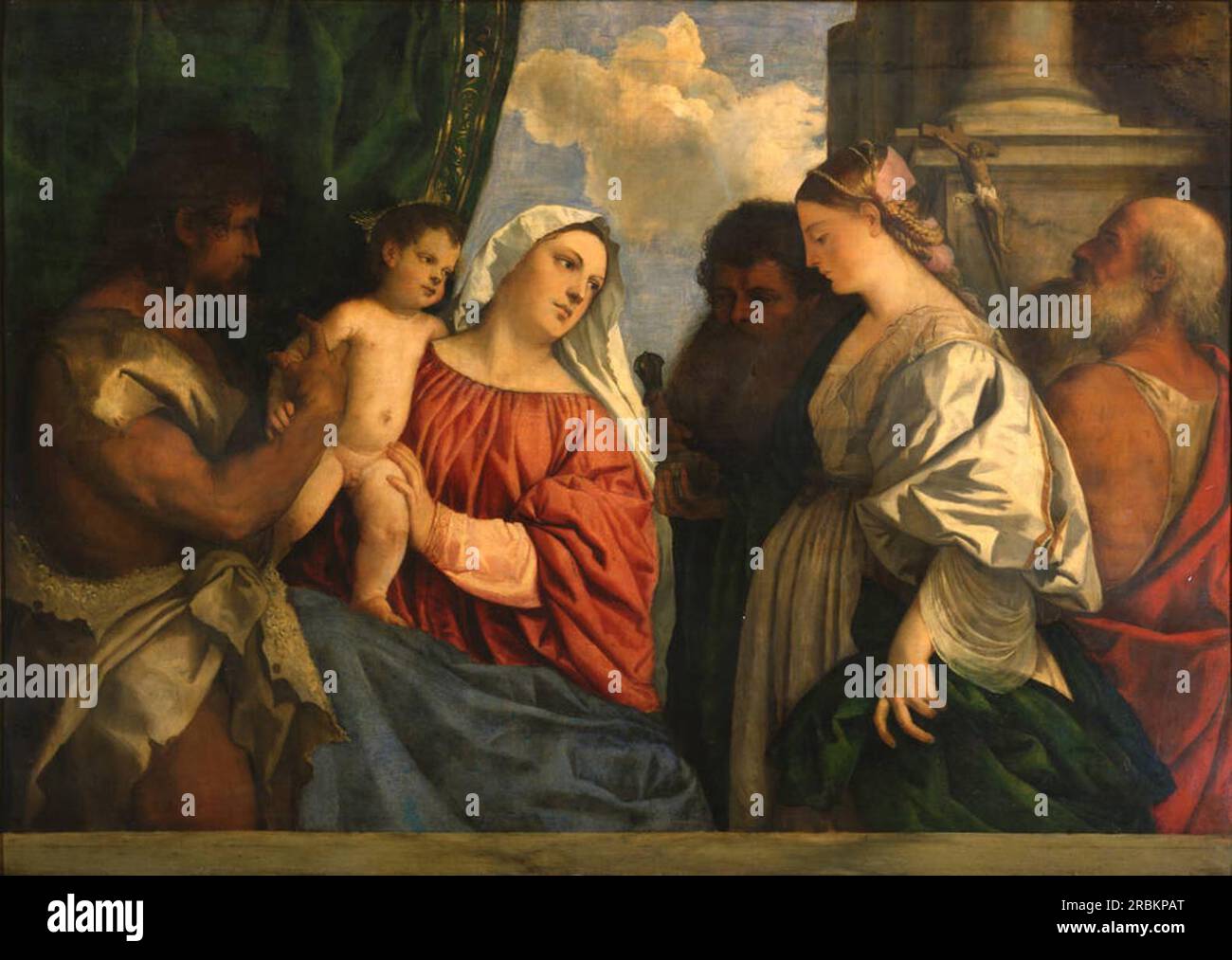 La Vergine con il bambino e i quattro Santi 1518 di Tiziano Foto Stock