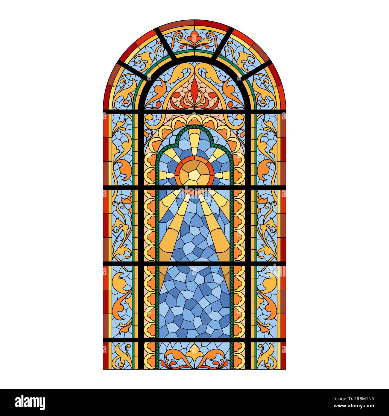 Vetrata della chiesa colorata. Forma arco di colore. Illustrazione Vettoriale