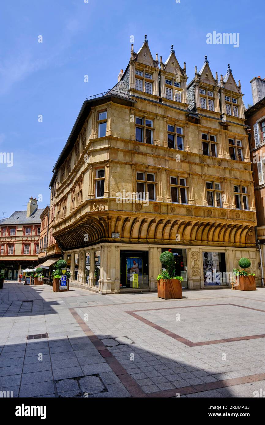 Francia, Aveyron (12), Rodez, la cosiddetta casa Armagnac del XVI secolo Foto Stock