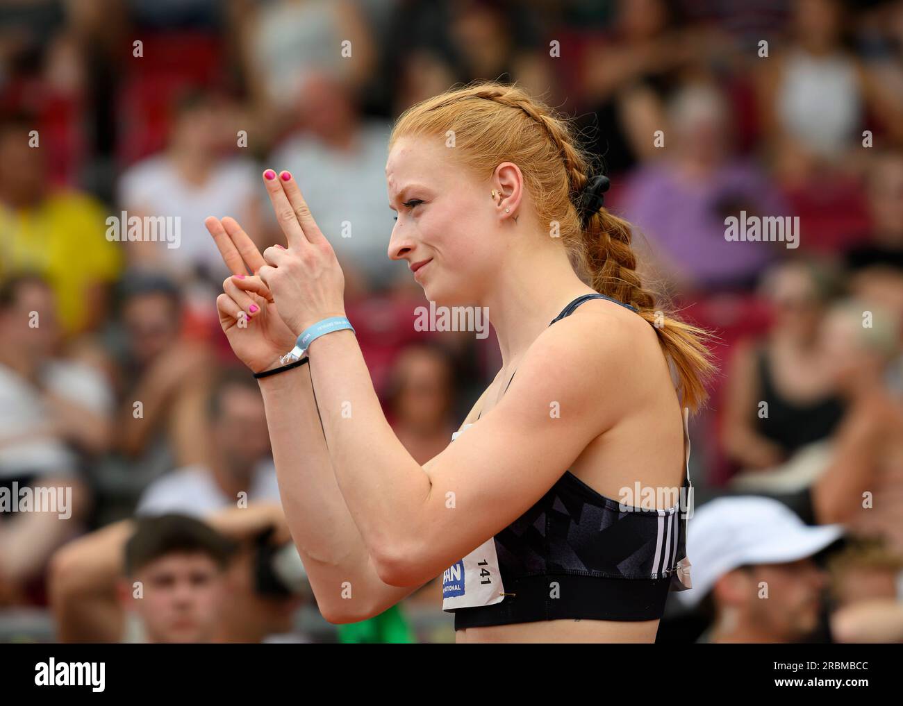 Vincitrice Skadi SCHIER (SCC Berlin) finale femminile di 400 m, il 9 luglio 2023 Campionato tedesco di atletica leggera 2023, dall'8 luglio. - 09.07.2023 a Kassel/ Germania. Foto Stock