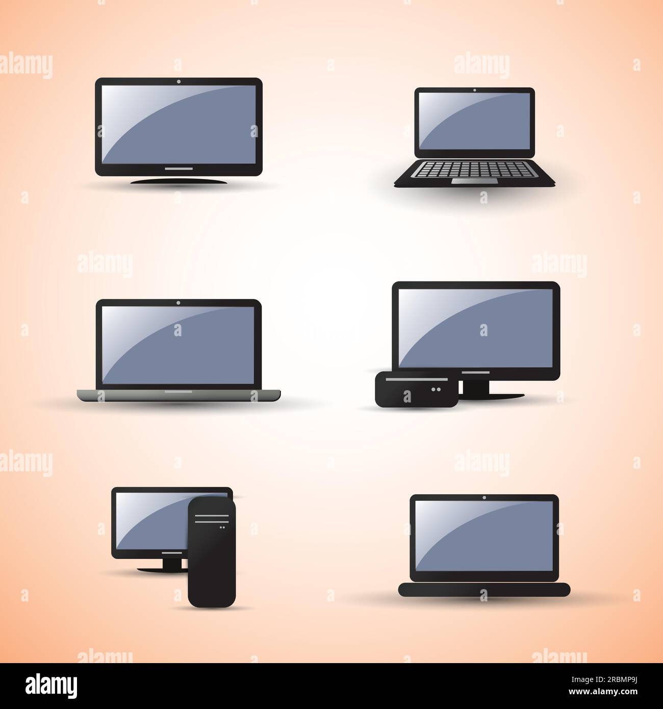 Set di icone di pc e notebook moderni e vintage Illustrazione Vettoriale