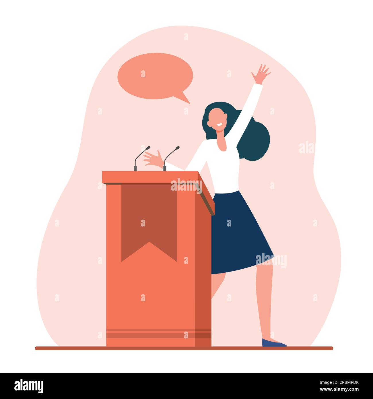 Oratore positivo che parla da tribuna Illustrazione Vettoriale