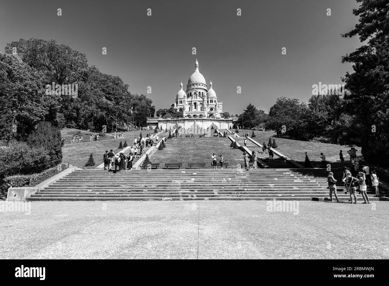 La Basilica del Sacro cuore di Montmartre o Basilica del Sacro cuore. Chiesa cattolica romana e neo-bizantina in stile 18 arr, Montmartre, Parigi. Foto Stock