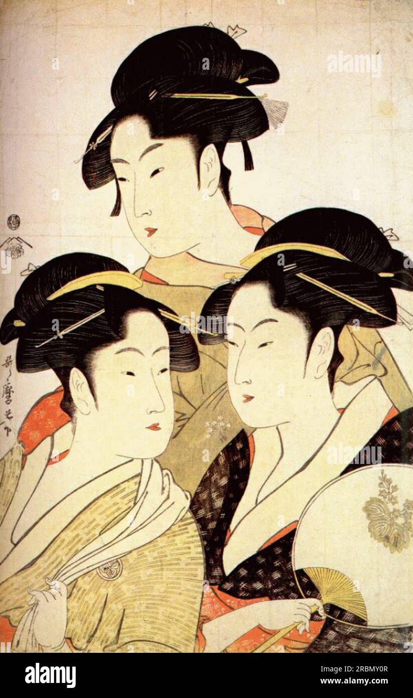 Tre bellezze del presente giorno 1793 di Kitagawa Utamaro Foto Stock