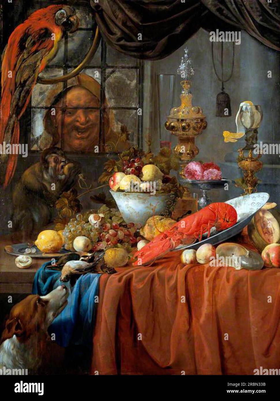 Natura morta con frutta, aragosta e vasi d'argento 1670 di Willem van Aelst Foto Stock
