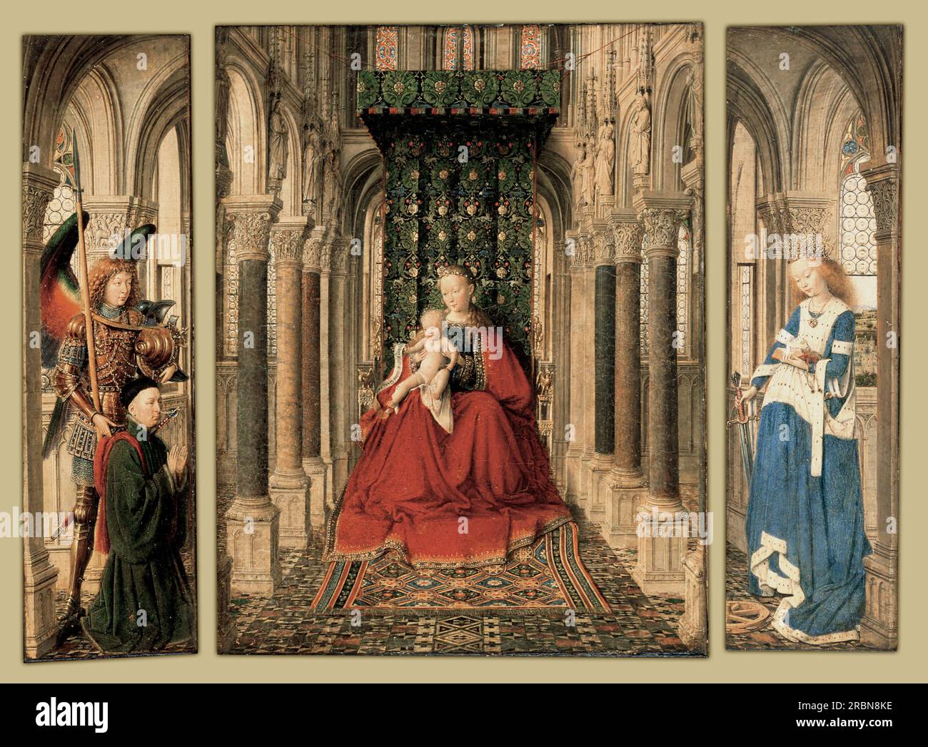 Trittico di Dresda (vergine e bambino con St Michael e St. Catherine e un donatore) 1437 di Jan van Eyck Foto Stock