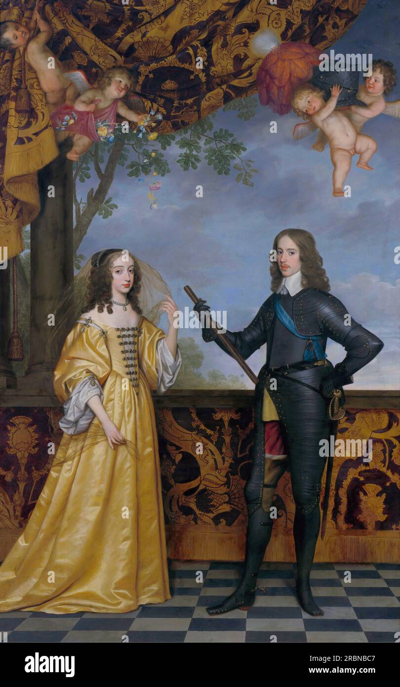 Ritratto doppio di Guglielmo II, Principe d'Orange, e di sua moglie Maria Stuart 1647 di Gerard van Honthorst Foto Stock