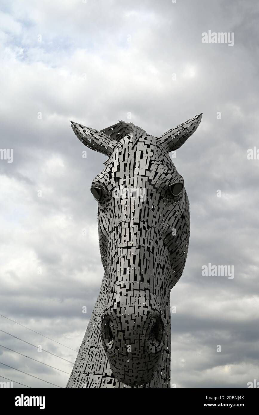 Le Kelpies nel parco Falkirk Helix in Scozia Foto Stock