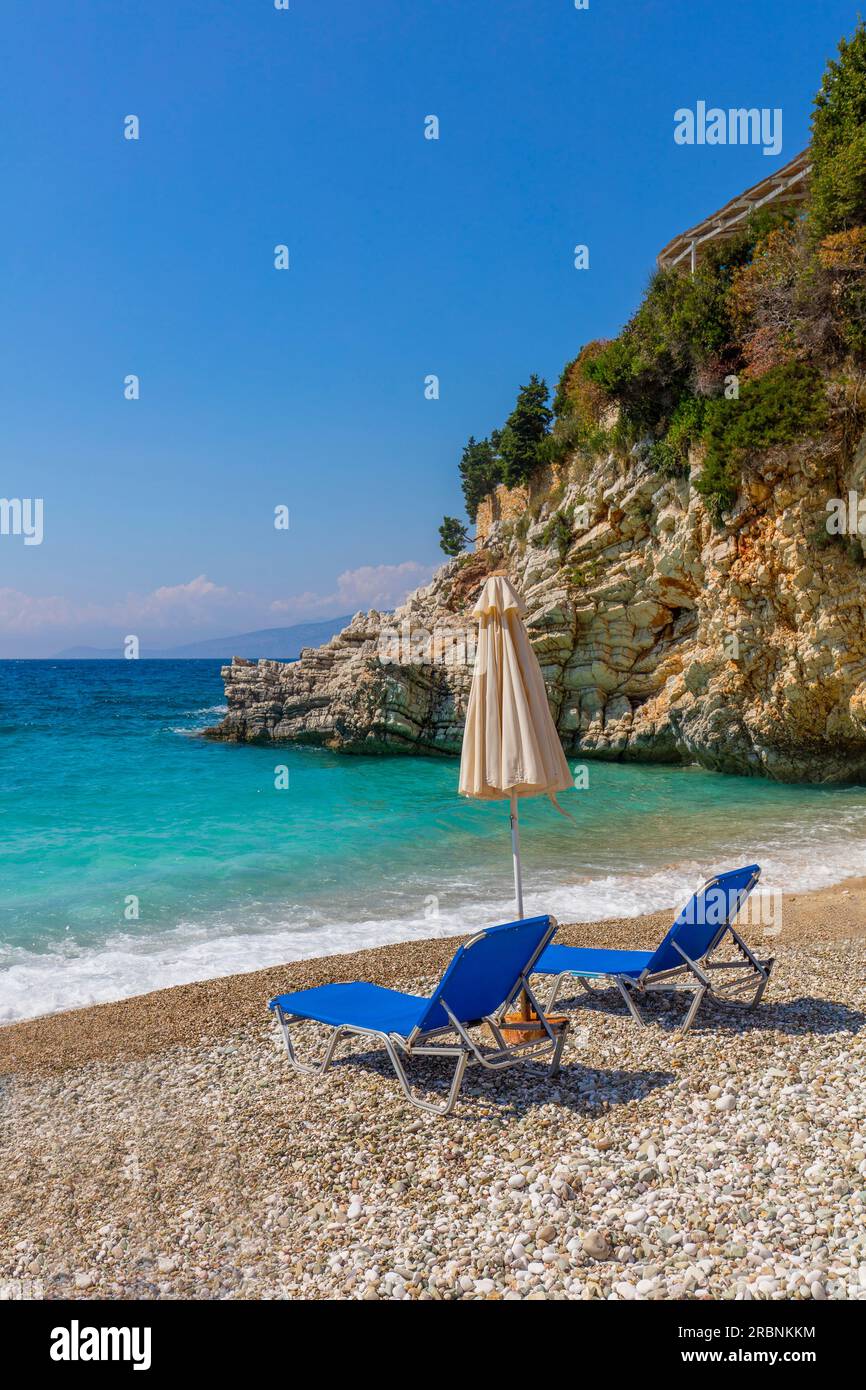 Pulebardha Beach Himare, costa meridionale, Albania Foto Stock