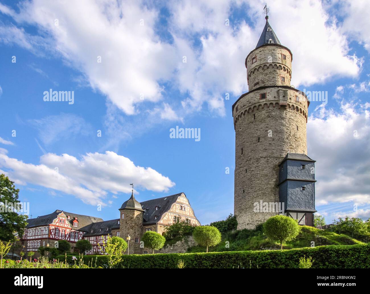 Torre delle streghe e Castello di Idstein, Assia, Germania Foto Stock