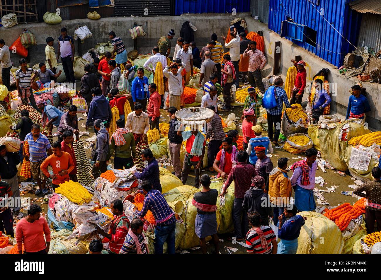 India, Bengala Occidentale, Calcutta, mercato dei fiori di Mullick Ghat Foto Stock