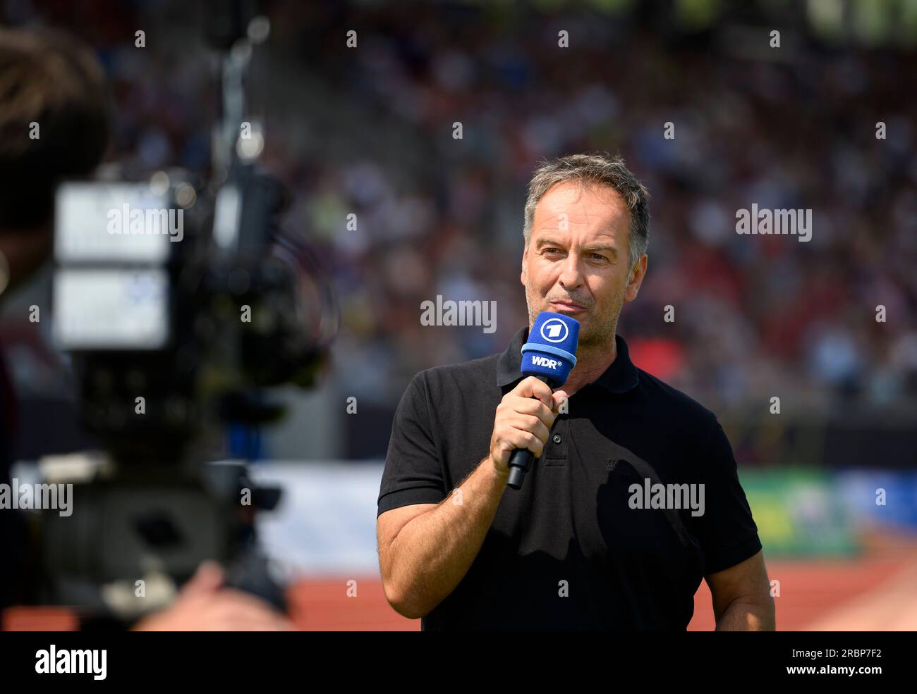 Kassel, Deutschland. 9 luglio 2023. Claus LUFEN, presentatore, ARD, WDR, televisione, TV, media, sui Campionati tedeschi di atletica leggera 09.07.2023 2023, dall'08.07. - 09.07.2023 a Kassel/ Germania. Credito: dpa/Alamy Live News Foto Stock