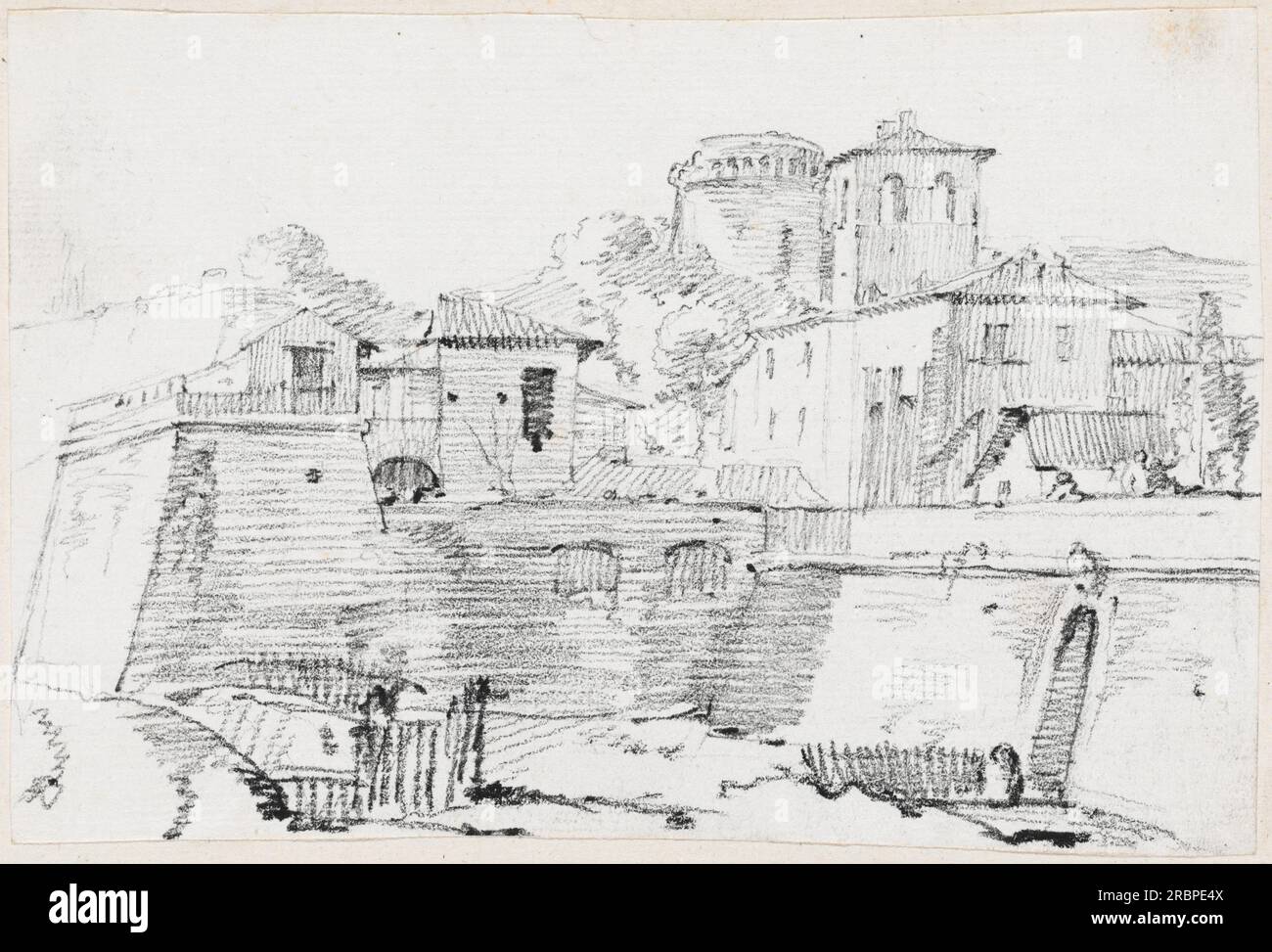 "Joseph-Marie Vien, città fortificata d'Italia, 1744/1750, grafite su carta lastricata, foglio: 12,6 x 18,9 cm (4 15/16 x 7 7/16 pollici) Dimensioni pagina: 42,5 x 27,7 cm (16 3/4 x 7/8 pollici), Mark J. Millard Architectural Collection, 1983.49.184' Foto Stock "Joseph-Marie Vien, città fortificata d'Italia, 1744/1750, grafite su carta lastricata, foglio: 12,6 x 18,9 cm (4 15/16 x 7 7/16 pollici) Dimensioni pagina: 42,5 x 27,7 cm (16 3/4 x 7/8 pollici), Mark J. Millard Architectural Collection, 1983.49.184' Foto Stock