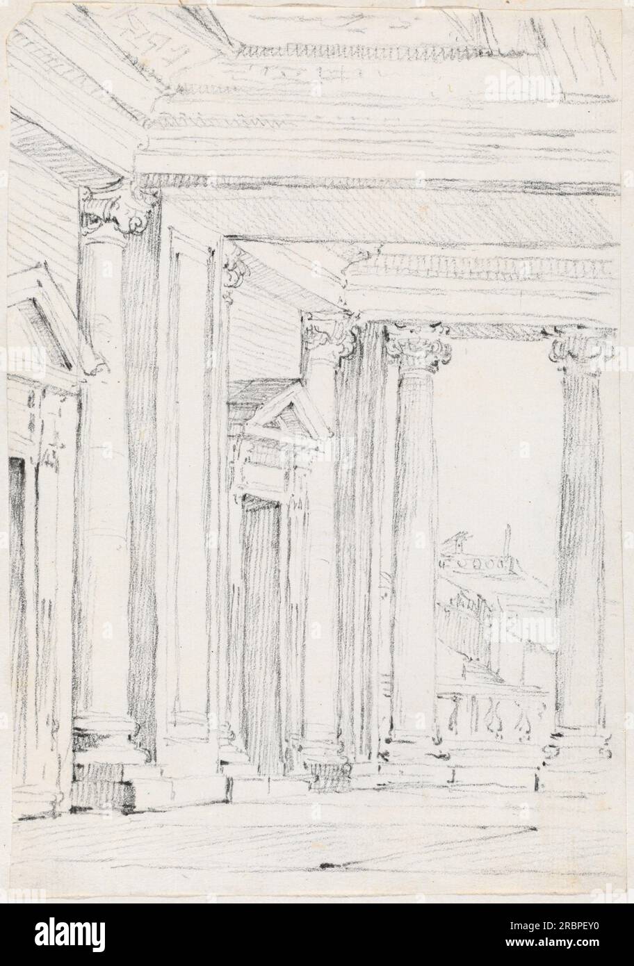 "Joseph-Marie Vien, Portico di Palazzo nuovo, sul Campidoglio, 1744/1750, grafite su carta lastricata, foglio: 18,7 x 12,9 cm (7 3/8 x 5 1/16 pollici) Dimensioni pagina: 42,5 x 27,7 cm (16 3/4 x 7/8 pollici), Mark J. Millard Architectural Collection, 1983.49.168' Foto Stock "Joseph-Marie Vien, Portico di Palazzo nuovo, sul Campidoglio, 1744/1750, grafite su carta lastricata, foglio: 18,7 x 12,9 cm (7 3/8 x 5 1/16 pollici) Dimensioni pagina: 42,5 x 27,7 cm (16 3/4 x 7/8 pollici), Mark J. Millard Architectural Collection, 1983.49.168' Foto Stock