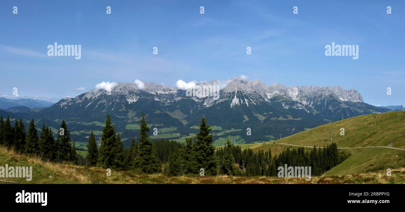 Österreich, der Wilde Kaiser, mit Blick von Elmau Berg, Foto Stock