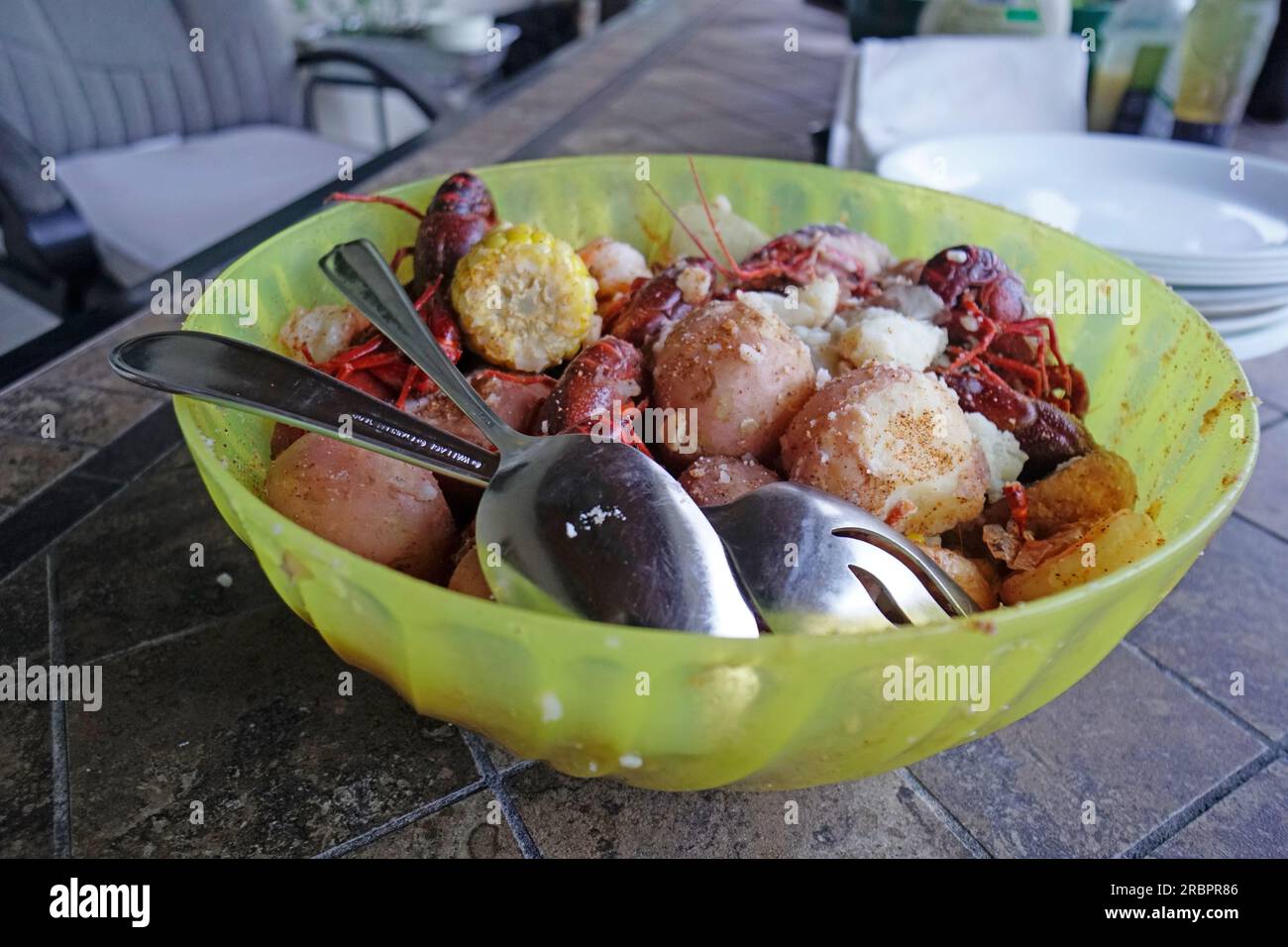 Gamberi e gamberi bollono Foto Stock