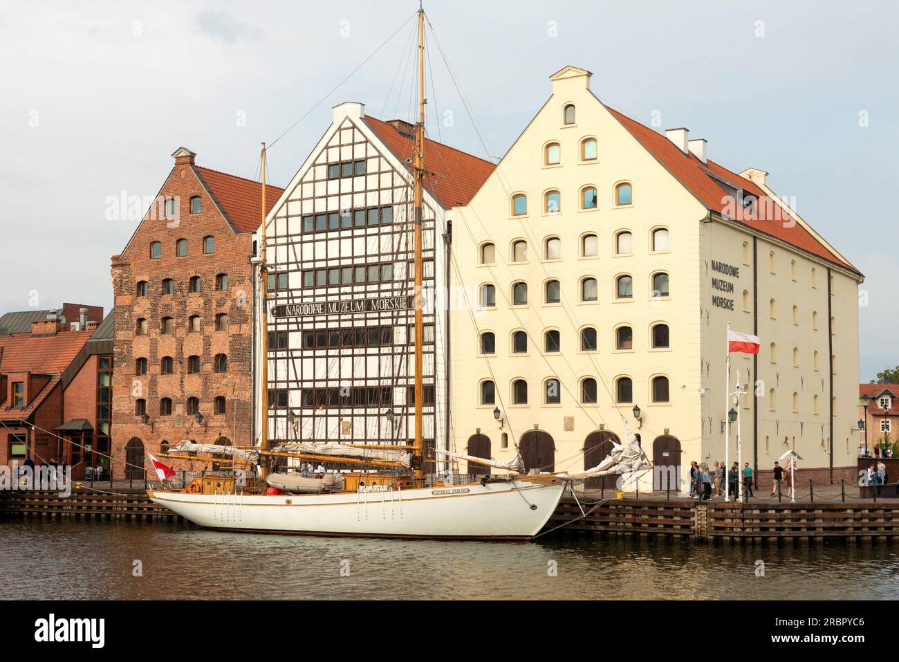 Narodowe Muzeum Morskie Danzica o Museo marittimo nazionale sul fiume Motlawa nella città vecchia di Danzica, Polonia, Europa, UE Foto Stock