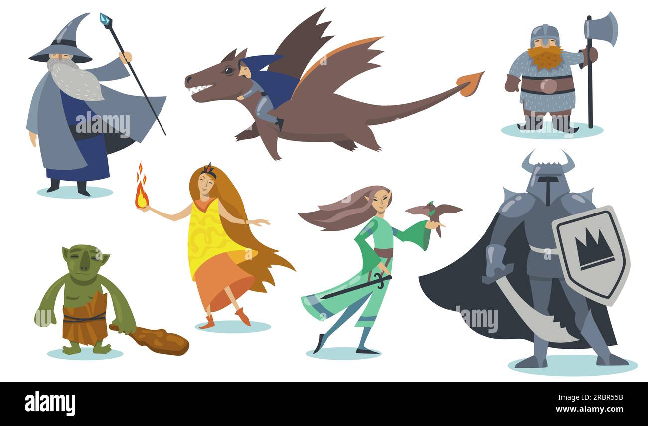 Set di personaggi dei cartoni animati dei giochi per computer Illustrazione Vettoriale