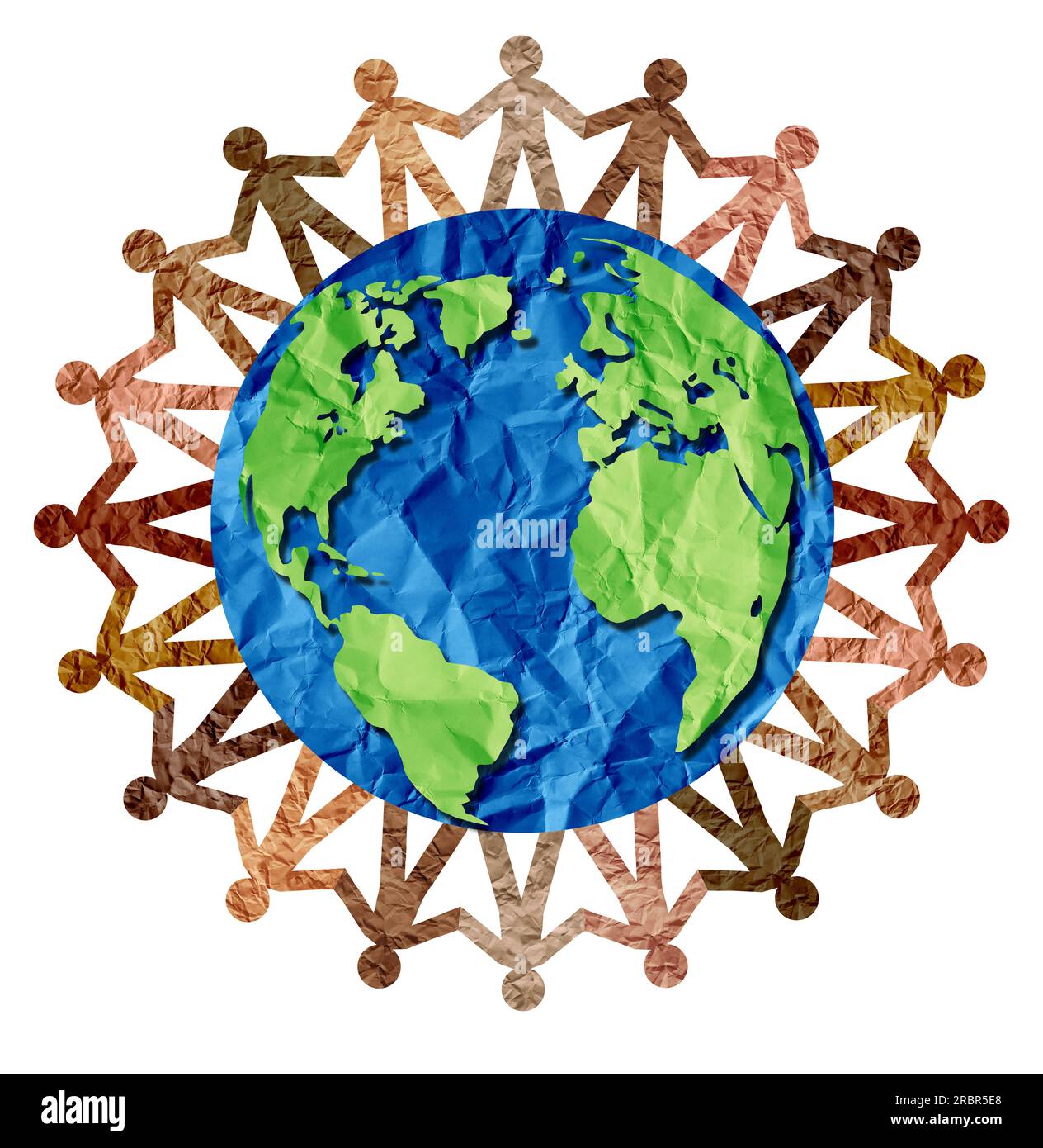 Unità globale e diversità del mondo o giornata della terra e cultura internazionale come concetto di diversità e simbolo di cooperazione della folla come internazionale Foto Stock