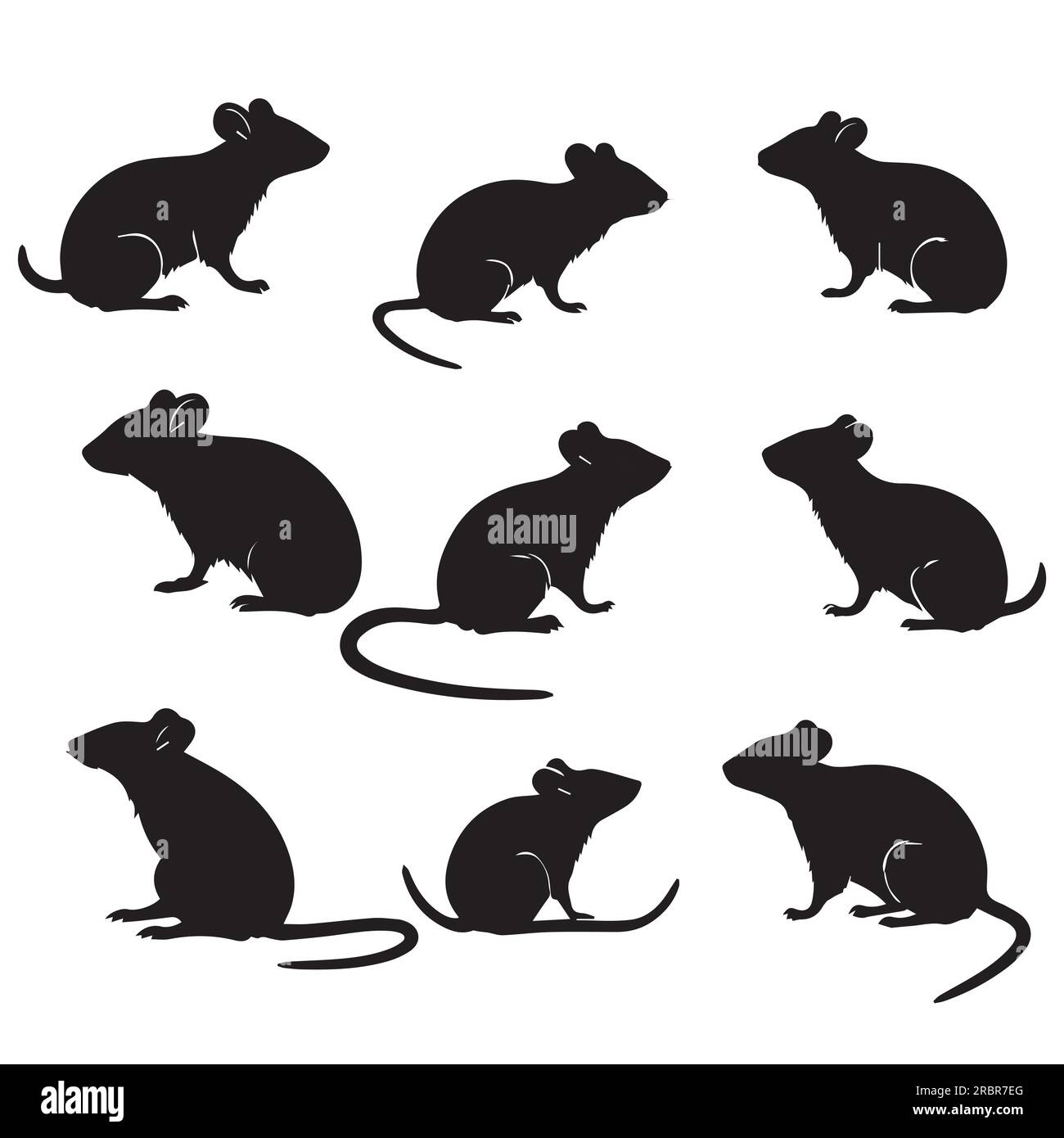 Una serie di illustrazioni vettoriali di silhouette Rat Illustrazione Vettoriale