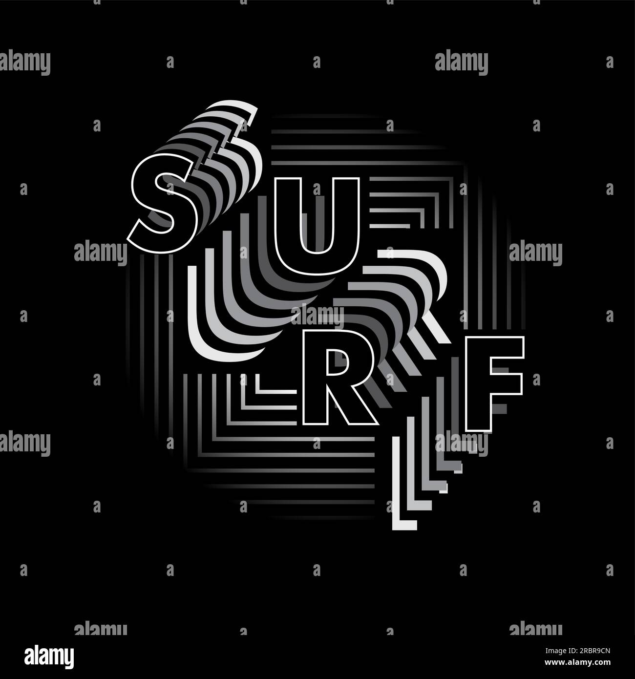 Surf gradient Typography tee print poster disegno illustrazione vettoriale Illustrazione Vettoriale