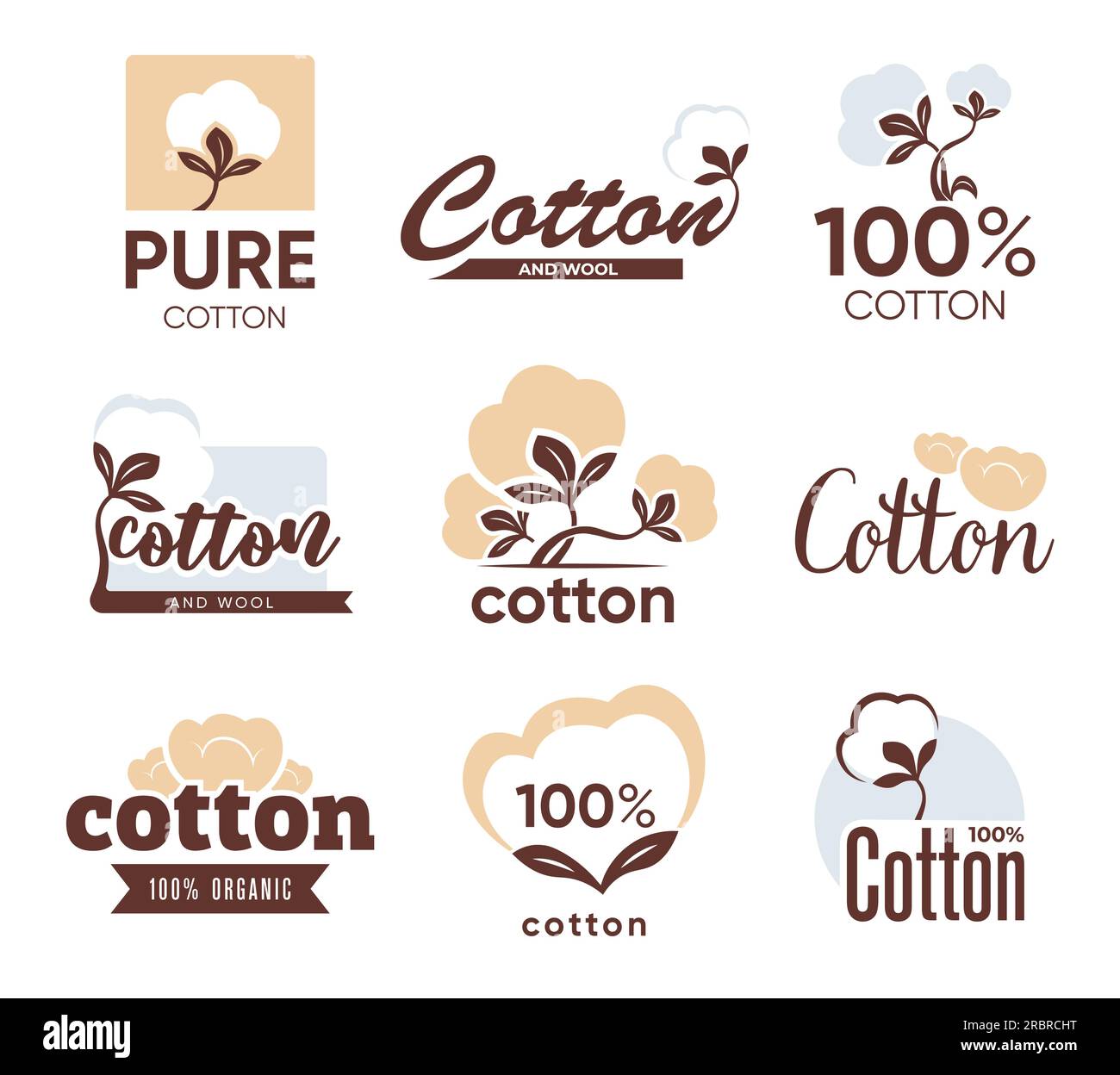 Set di etichette piatte in tessuto di cotone Illustrazione Vettoriale